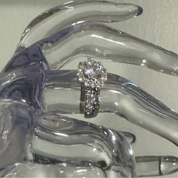 FREE 🆕 Piatella ring,1/2 carat round cut, accents, 14k white gold plated setting - Picture 8 of 16